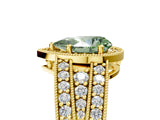 Yellow gold Fancy Green Pear Cut Halo Diamond Split Shank Ring with Prong Setting_5