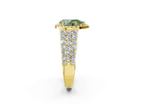 Yellow gold Fancy Green Pear Cut Halo Pavé Diamond Engagement Ring with Split Shank and Four-Prong Setting_5