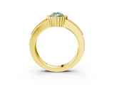 Yellow gold Fancy Green Pear  Cut Halo Pave Band Four-Prong Ring_69