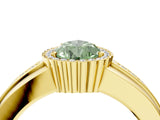 Yellow gold Fancy Green Pear  Cut Halo Pave Band Four-Prong Ring_70