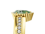 Yellow gold Fancy Green Pear  Cut Halo Pave Band Four-Prong Ring_71