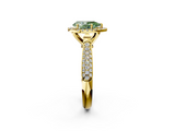Yellow gold Fancy Green Pear  Cut Halo Pave Band Four-Prong Setting Ring_39