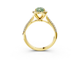 Yellow gold Fancy Green Pear  Cut Halo Pave Band Four-Prong Setting Ring_40