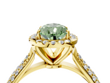 Yellow gold Fancy Green Pear  Cut Halo Pave Band Four-Prong Setting Ring_41