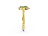 Yellow gold Fancy Green Pear  Cut Halo Pave Split Shank Prong Setting Ring_34