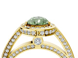 Yellow gold Fancy Green Pear  Cut Halo Pave Split Shank Prong Setting Ring_36