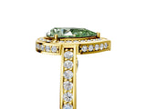Yellow gold Fancy Green Pear  Cut Halo Pave Split Shank Prong Setting Ring_37