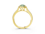 Yellow gold Fancy Green Pear Cut Halo Round Diamond Pavé Band with Four-Prong Setting_6