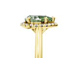 Yellow gold Fancy Green Pear Cut Halo Round Diamond Solitaire Engagement Ring with Pave Band and Four-Prong Setting_17