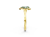 Yellow gold Fancy Green Pear Cut Halo Round Diamond Solitaire Ring with Pavé Band and Four-Prong Setting_14