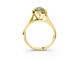 Yellow gold Fancy Green Pear  Cut Halo Solitaire Engagement Ring with Square Band and Four-Prong Setting_116