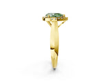 Yellow gold Fancy Green Pear  Cut Halo Solitaire Engagement Ring with Square Band and Four-Prong Setting_68