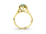 Yellow gold Fancy Green Pear  Cut Halo Solitaire Engagement Ring with Square Band and Four-Prong Setting_69