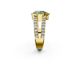 Yellow gold Fancy Green Pear  Cut Halo Split Shank Diamond Ring with Four-Prong Setting_46