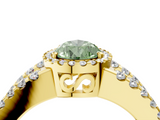 Yellow gold Fancy Green Pear  Cut Halo Split Shank Diamond Ring with Four-Prong Setting_48