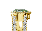 Yellow gold Fancy Green Pear  Cut Halo Split Shank Diamond Ring with Four-Prong Setting_49