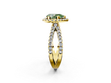 Yellow gold Fancy Green Pear  Cut Halo Split Shank Pave Set Ring_63