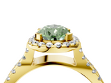 Yellow gold Fancy Green Pear  Cut Halo Split Shank Pave Set Ring_65
