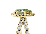 Yellow gold Fancy Green Pear  Cut Halo Split Shank Pave Set Ring_66