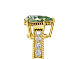 Yellow gold Fancy Green Pear  Cut Milgrain Channel Set Engagement Ring with Solitaire Prong Setting_67