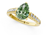 Yellow gold Fancy Green Pear  Cut Pavé Band Solitaire Ring with Four-Prong Setting_40