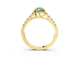 Yellow gold Fancy Green Pear  Cut Pavé Band Solitaire Ring with Four-Prong Setting_42