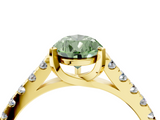 Yellow gold Fancy Green Pear  Cut Pavé Band Solitaire Ring with Four-Prong Setting_43