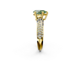 Yellow gold Fancy Green Pear  Cut Pave Diamond Engagement Ring with Channel Set Band and Four-Prong Setting_22