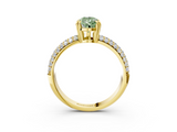 Yellow gold Fancy Green Pear  Cut Pave Diamond Engagement Ring with Channel Set Band and Four-Prong Setting_23