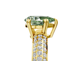 Yellow gold Fancy Green Pear  Cut Pave Diamond Engagement Ring with Channel Set Band and Four-Prong Setting_25