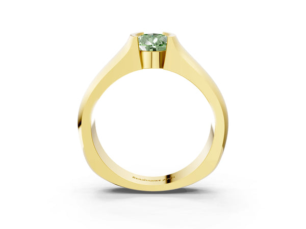 Yellow Gold Pear-Shaped Half Bezel Engagement Ring Setting for Fancy Green Center - Design RJ-777