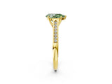 Yellow gold Fancy Green Pear Cut Solitaire Cathedral Diamond Engagement Ring with Channel-Set Band and Four-Prong Setting_5