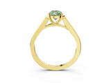 Yellow gold Fancy Green Pear Cut Solitaire Cathedral Diamond Engagement Ring with Channel-Set Band and Four-Prong Setting_6