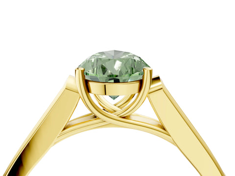 Yellow gold Fancy Green Pear Cut Solitaire Cathedral Diamond Engagement Ring with Channel-Set Band and Four-Prong Setting_7