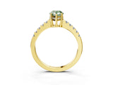 Yellow gold Fancy Green Pear Cut Solitaire Diamond Engagement Ring with Pavé Band and Six-Prong Setting_15