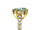 Yellow gold Fancy Green Pear Cut Solitaire Diamond Engagement Ring with Pavé Band and Six-Prong Setting_17