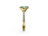 Yellow gold Fancy Green Pear  Cut Solitaire Diamond Engagement Ring with Pave Band and Four-Prong Setting_166