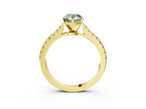 Yellow gold Fancy Green Pear  Cut Solitaire Diamond Engagement Ring with Pave Band and Four-Prong Setting_167