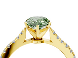 Yellow gold Fancy Green Pear  Cut Solitaire Diamond Engagement Ring with Pave Band and Four-Prong Setting_168
