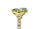 Yellow gold Fancy Green Pear  Cut Solitaire Diamond Engagement Ring with Pave Band and Four-Prong Setting_169
