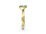 Yellow gold Fancy Green Pear Cut Solitaire Diamond Engagement Ring with Twisted Pave Band and Four-Prong Setting_5