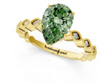 Yellow gold Fancy Green Pear Cut Solitaire Diamond Ring with Infinity Twist Band and Four-Prong Setting_1