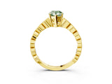 Yellow gold Fancy Green Pear Cut Solitaire Diamond Ring with Infinity Twist Band and Four-Prong Setting_3