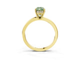 Yellow gold Fancy Green Pear Cut Solitaire Diamond Ring with Prong Setting and Plain Band_3
