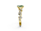Yellow gold Fancy Green Pear  Cut Solitaire Diamond Twisted Band with Pave Setting_64
