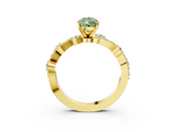 Yellow gold Fancy Green Pear  Cut Solitaire Diamond Twisted Band with Pave Setting_65