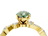 Yellow gold Fancy Green Pear  Cut Solitaire Diamond Twisted Band with Pave Setting_66