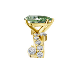 Yellow gold Fancy Green Pear  Cut Solitaire Diamond Twisted Band with Pave Setting_67