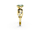 Yellow gold Fancy Green Pear  Cut Solitaire Diamond with Side Stones on Criss-Cross Band and Four-Prong Setting_5