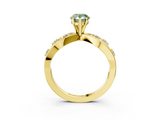 Yellow gold Fancy Green Pear  Cut Solitaire Diamond with Side Stones on Criss-Cross Band and Four-Prong Setting_6